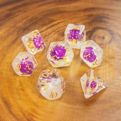 White Purple Mushroom Dice Set
