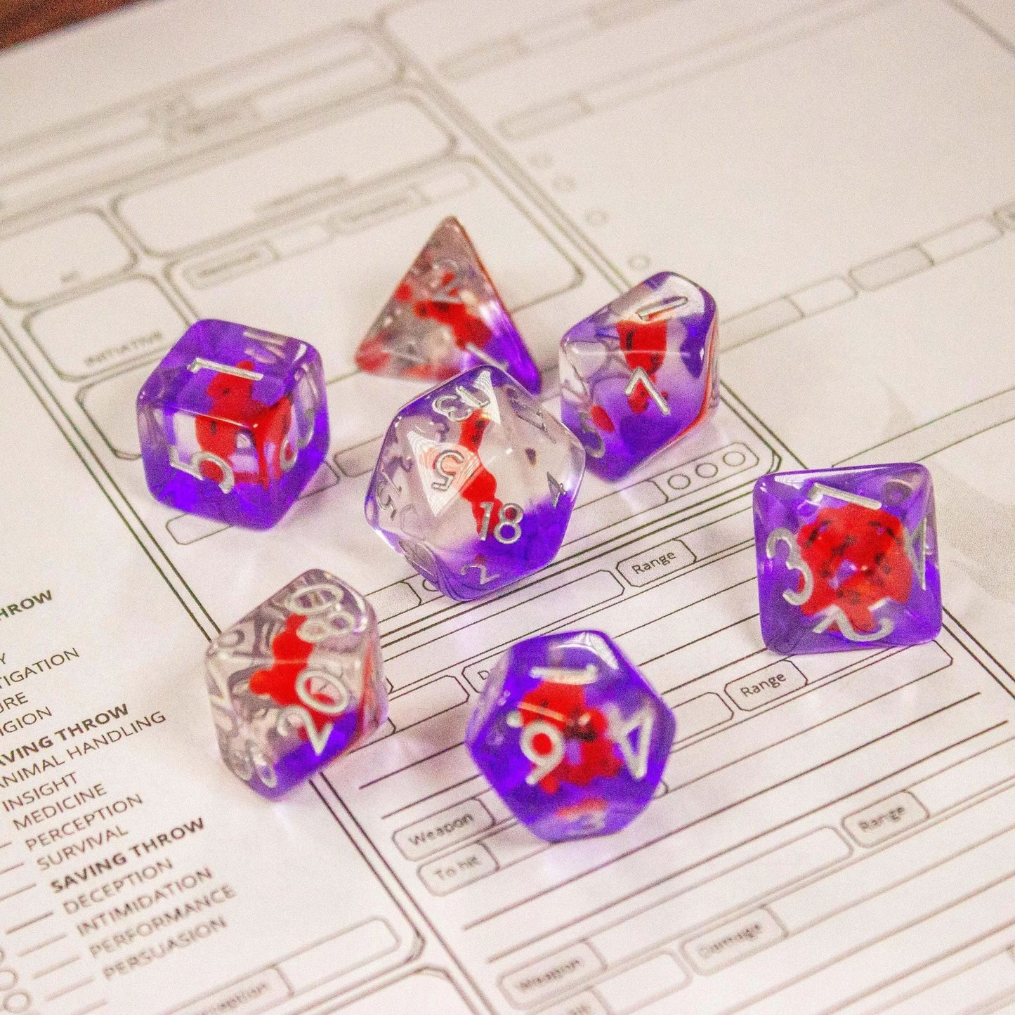 Red Bear Dice Set