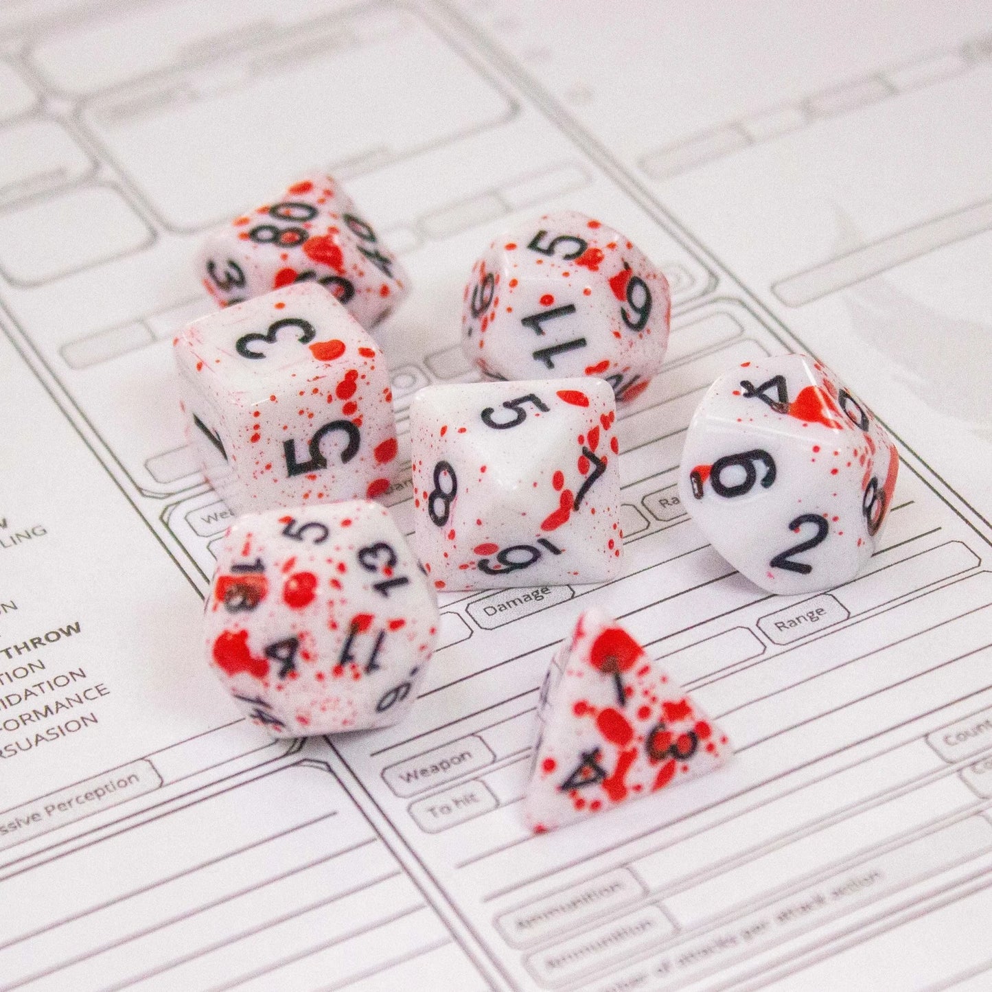 Red Splatter Dice Set