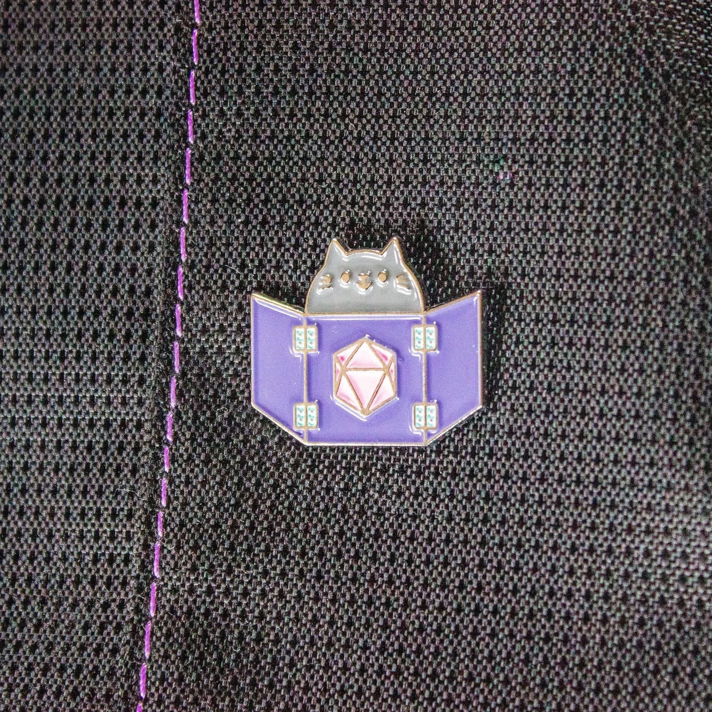 Purple Dungeon Meowster Cat Enamel Pin