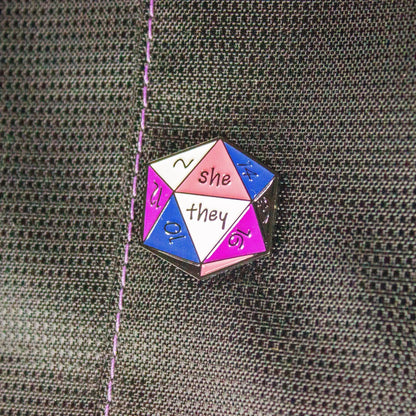 She/They D20 Pronoun Pin