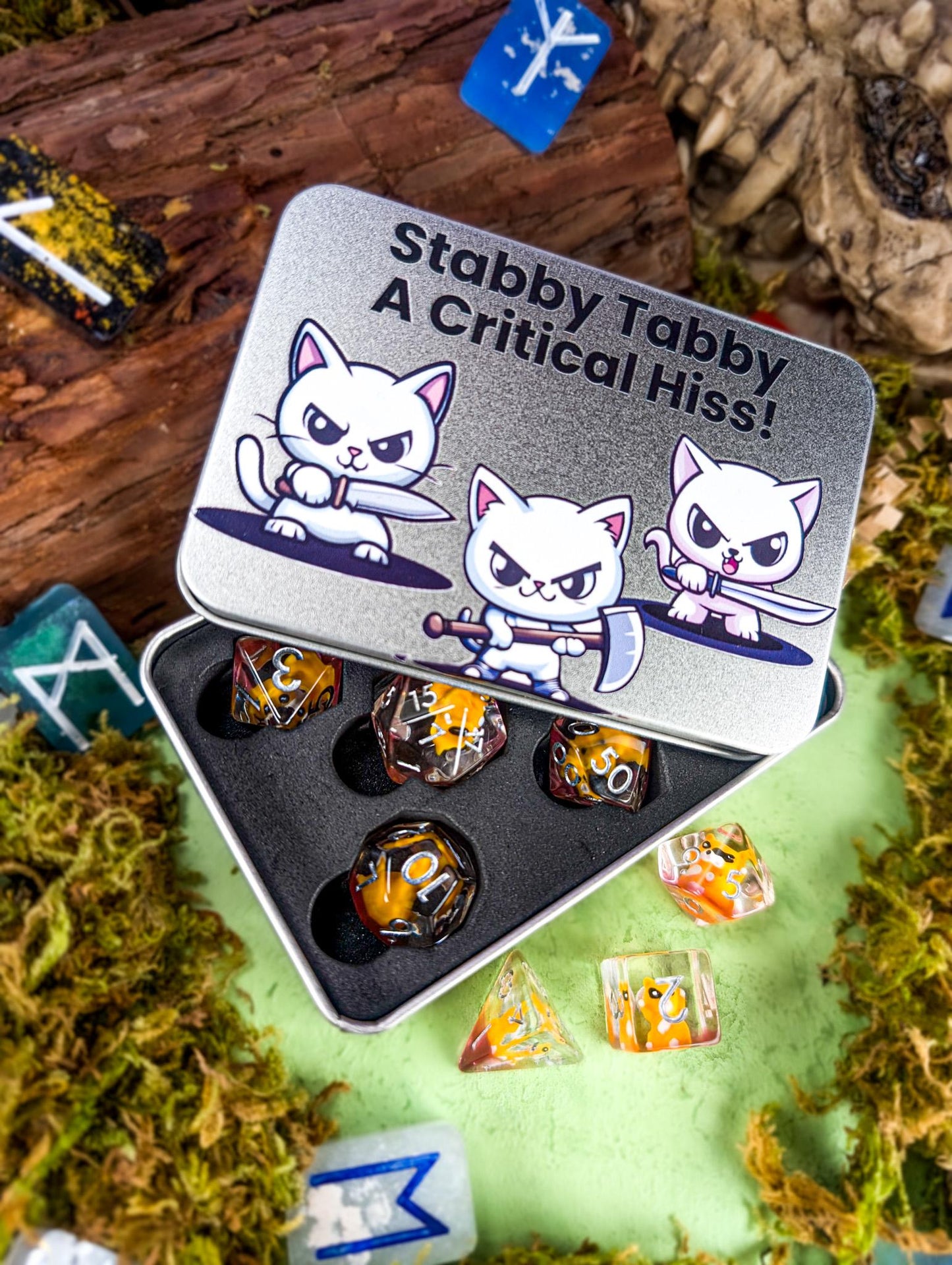 Stabby Tabby - Cat Dice Tin