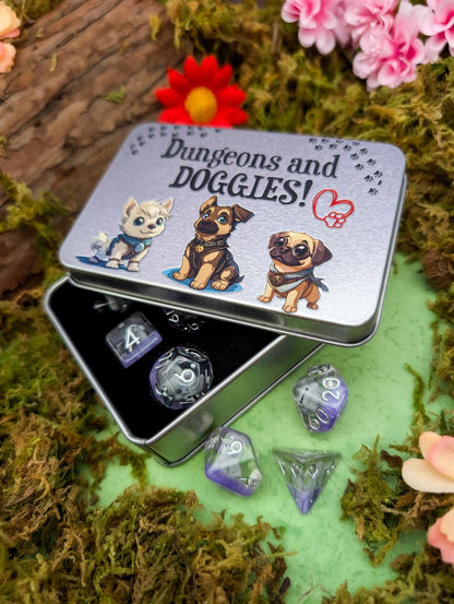 Dungeons and Doggies Dice Tin