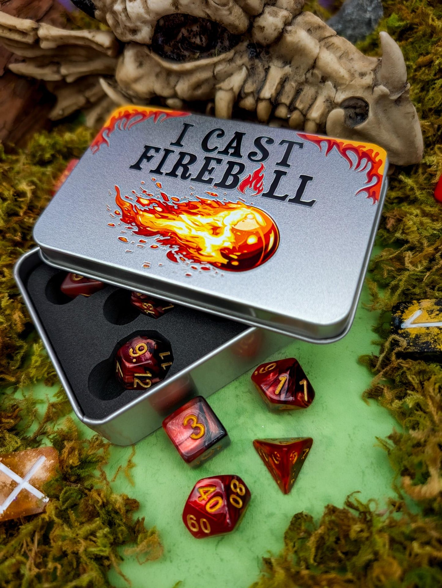Fireball Dice Set and Tin