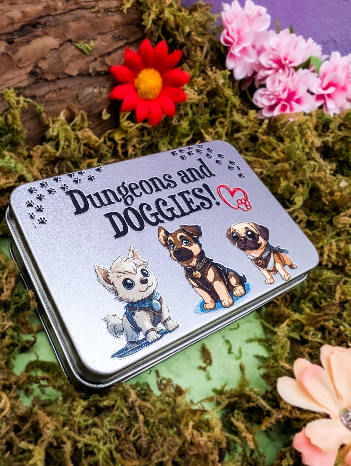 Dungeons and Doggies Dice Tin