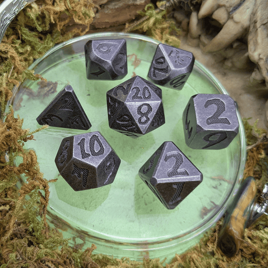 Large Number Silver Metal Core Dice Set