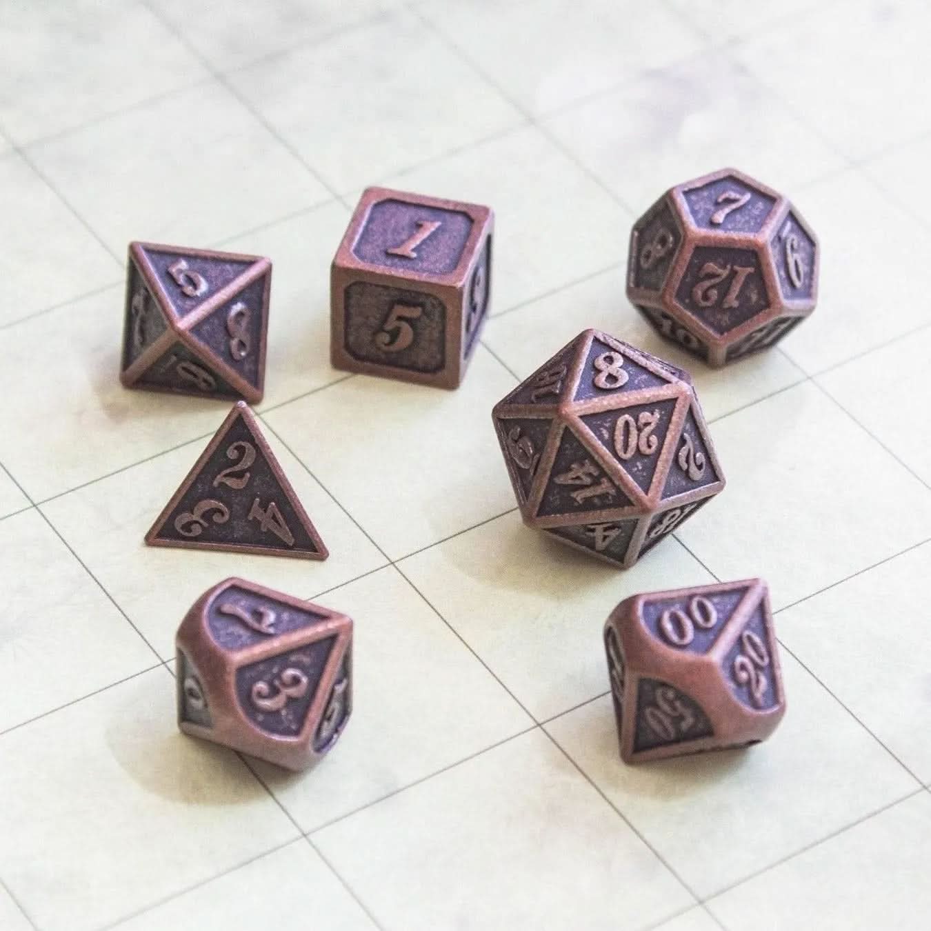 Full Bronze Metal Dice Set