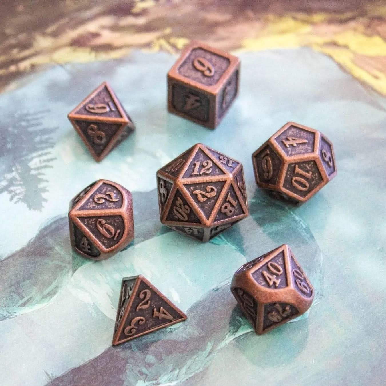 Full Bronze Metal Dice Set