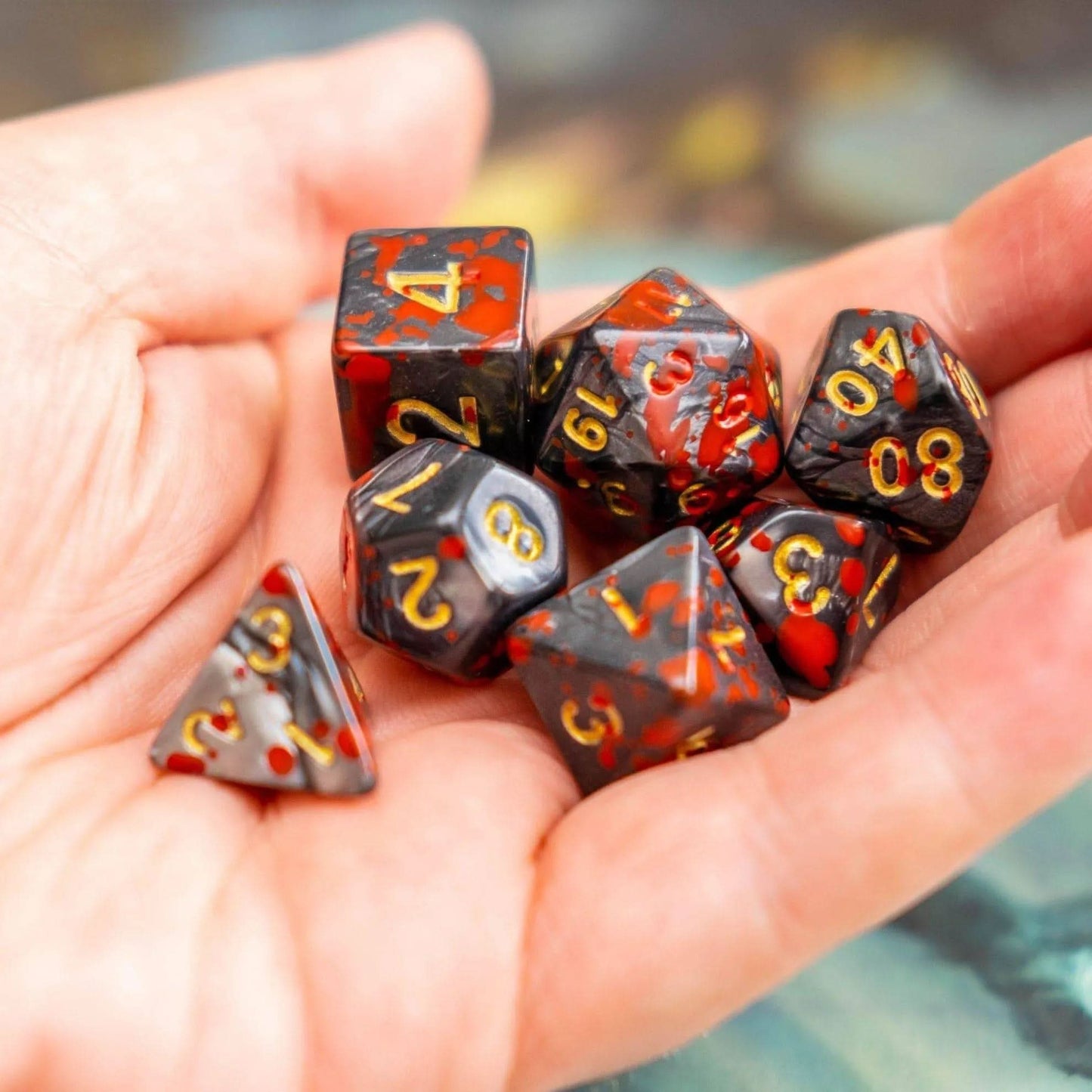 Black Splatter Dice Set