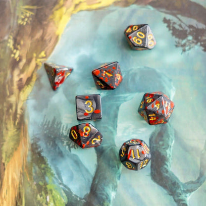 Black Splatter Dice Set