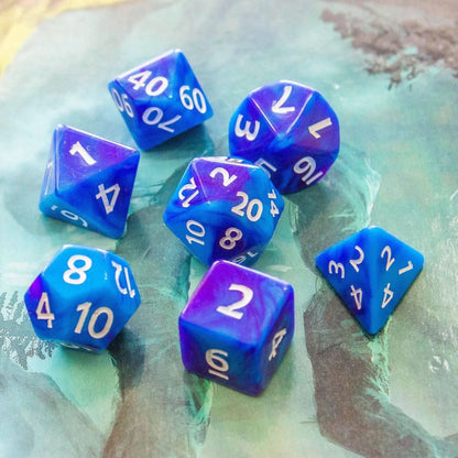 Tie-Dye Blue and Navy Dice Set