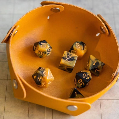Yellow and Black Tie-Dye Dice Set