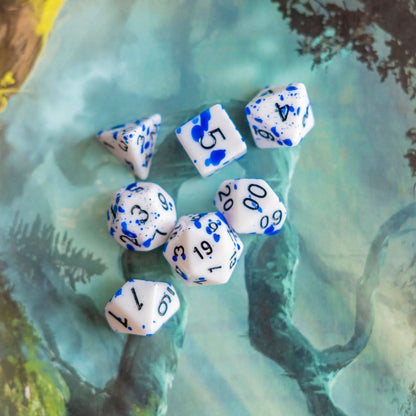 Blue Splatter Dice Set