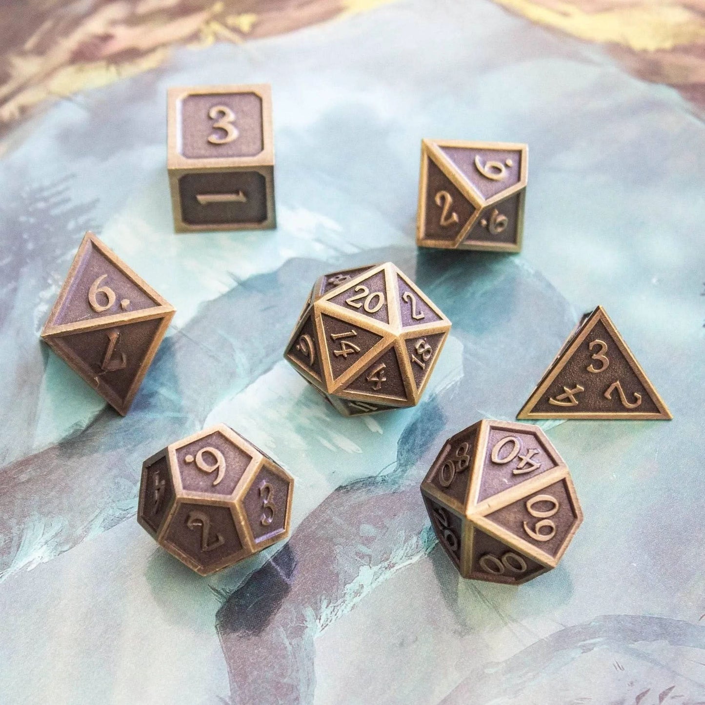 Full Gold Metal Dice Set