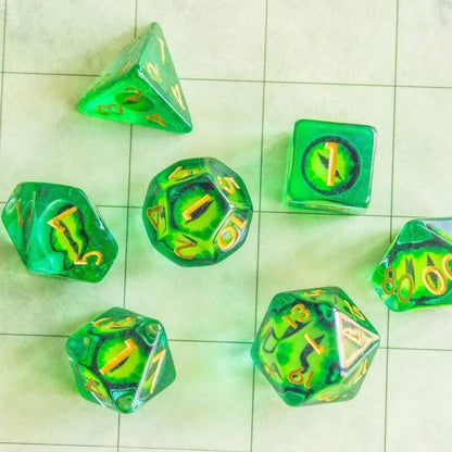 Green Snake Eyes Dice Set