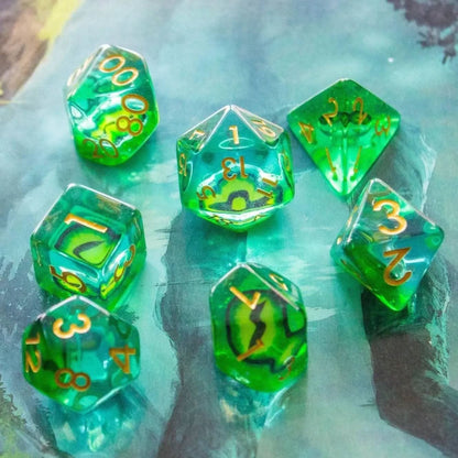 Green Snake Eyes Dice Set