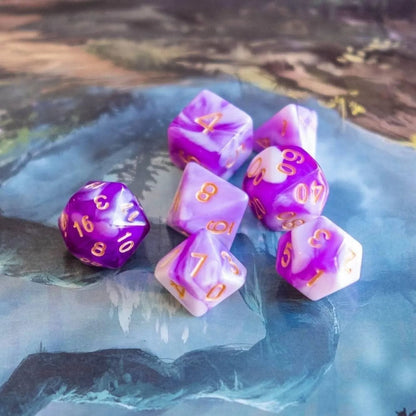 Purple and White Two Tone Dice Set
