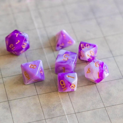 Purple and White Two Tone Dice Set