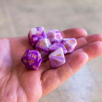 Purple and White Two Tone Dice Set