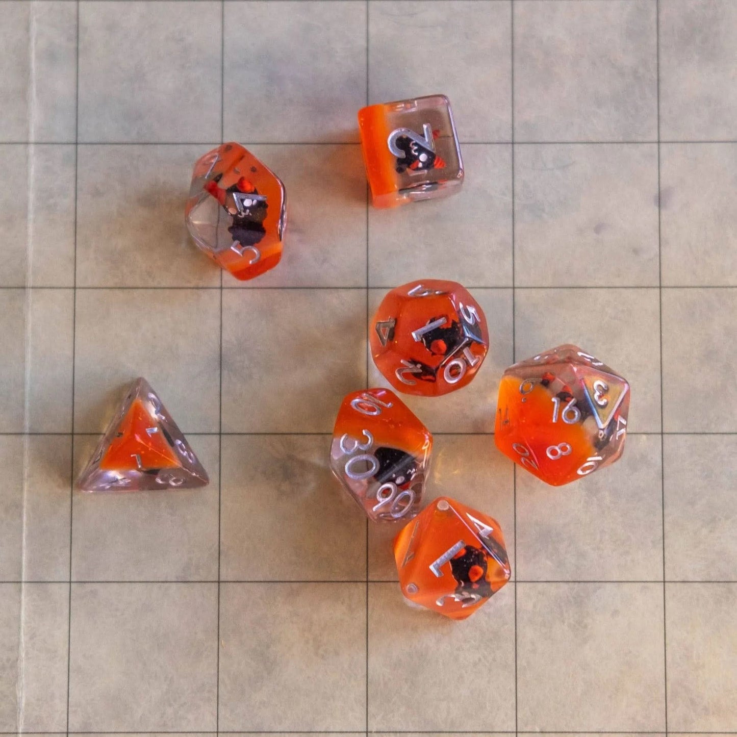 Little Devil Orange Tiefling dice