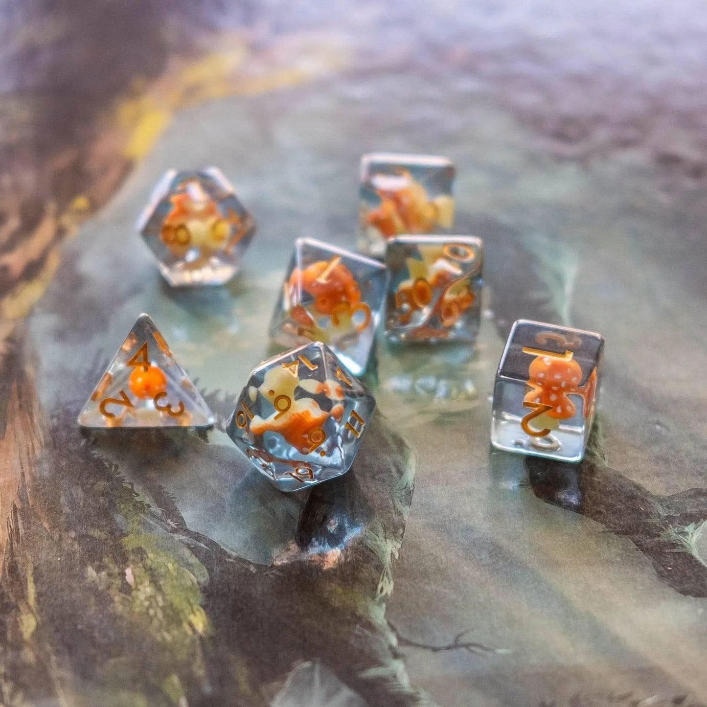 Orange Mushroom Dice Set