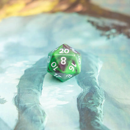 Tie-Dye Green and Purple Dice Set