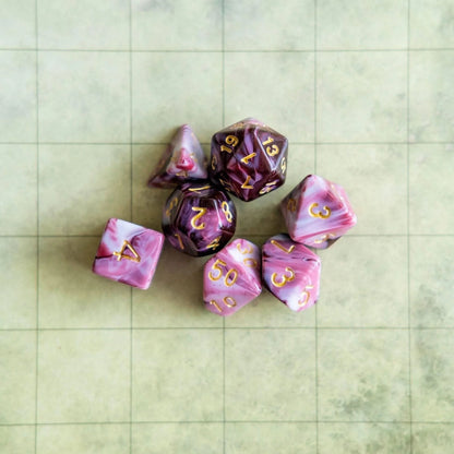 Two Tone Pink and White Dice Set