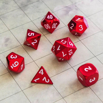 Red Metal Dice Set