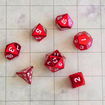 Red Metal Dice Set