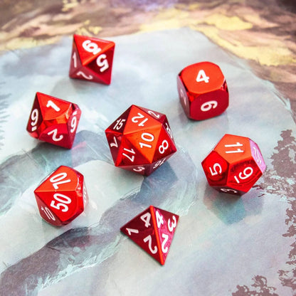 Red Metal Dice Set
