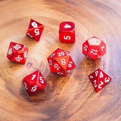 Red Metal Dice Set