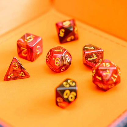 Red and Black Tie-Dye Dice Set