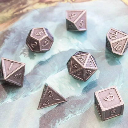 Full Silver Metal Dice Set