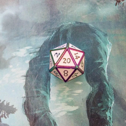 White and Rainbow Metal Dice Set