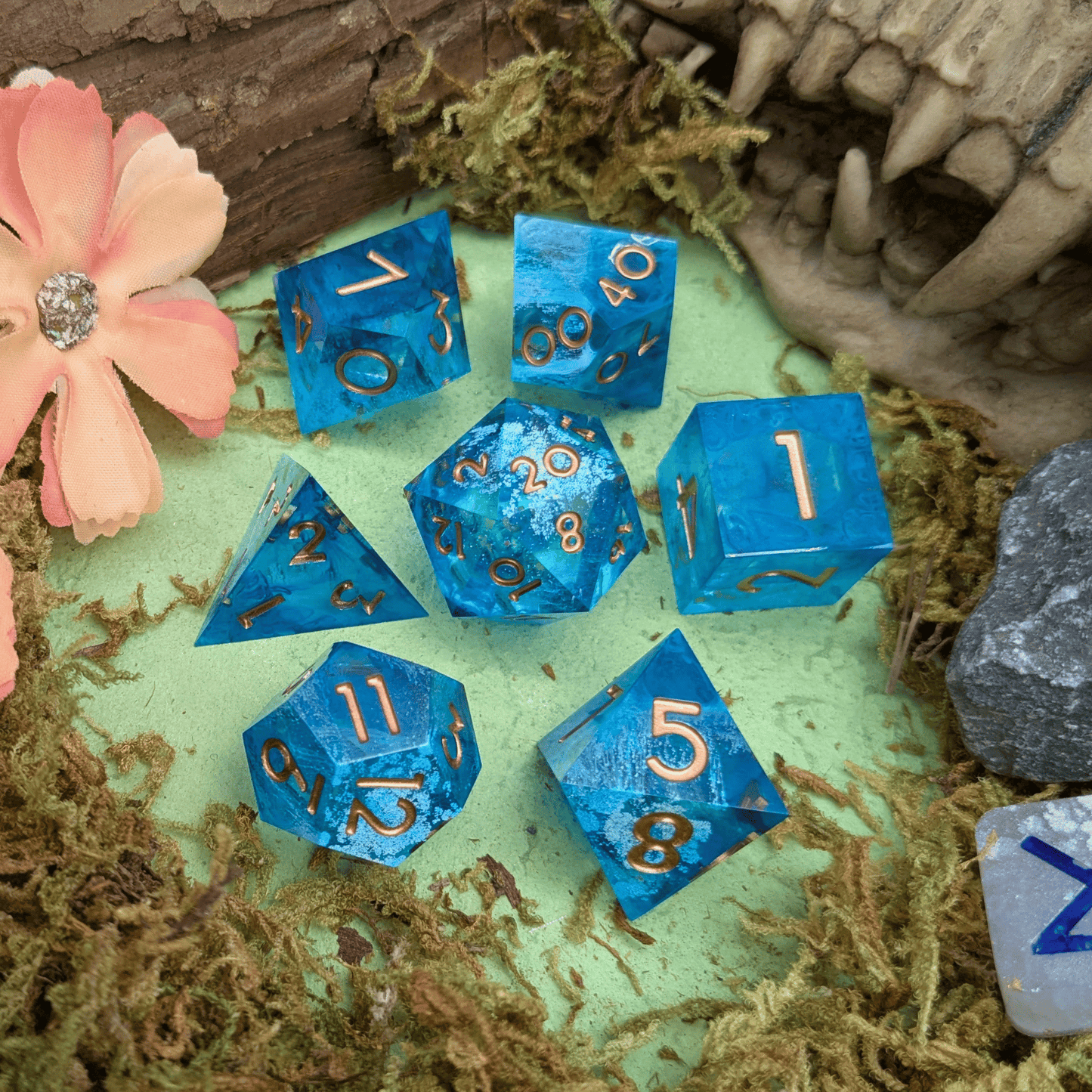 Foil Blue Sharp Dice Set