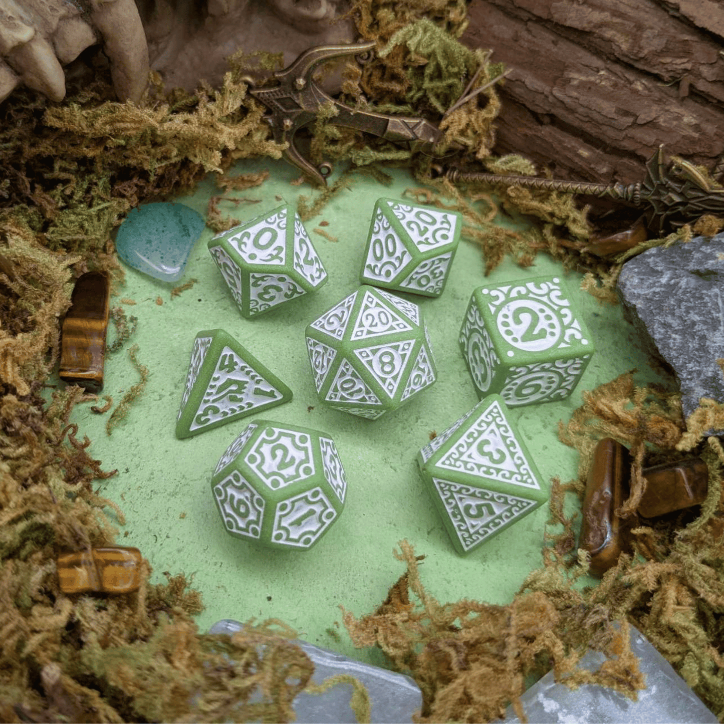 Ornate Matcha Dice Set