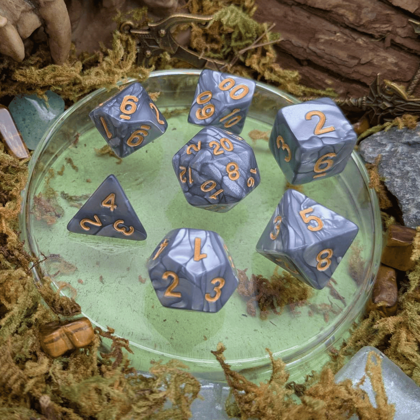 Silver Pearl Dice Set