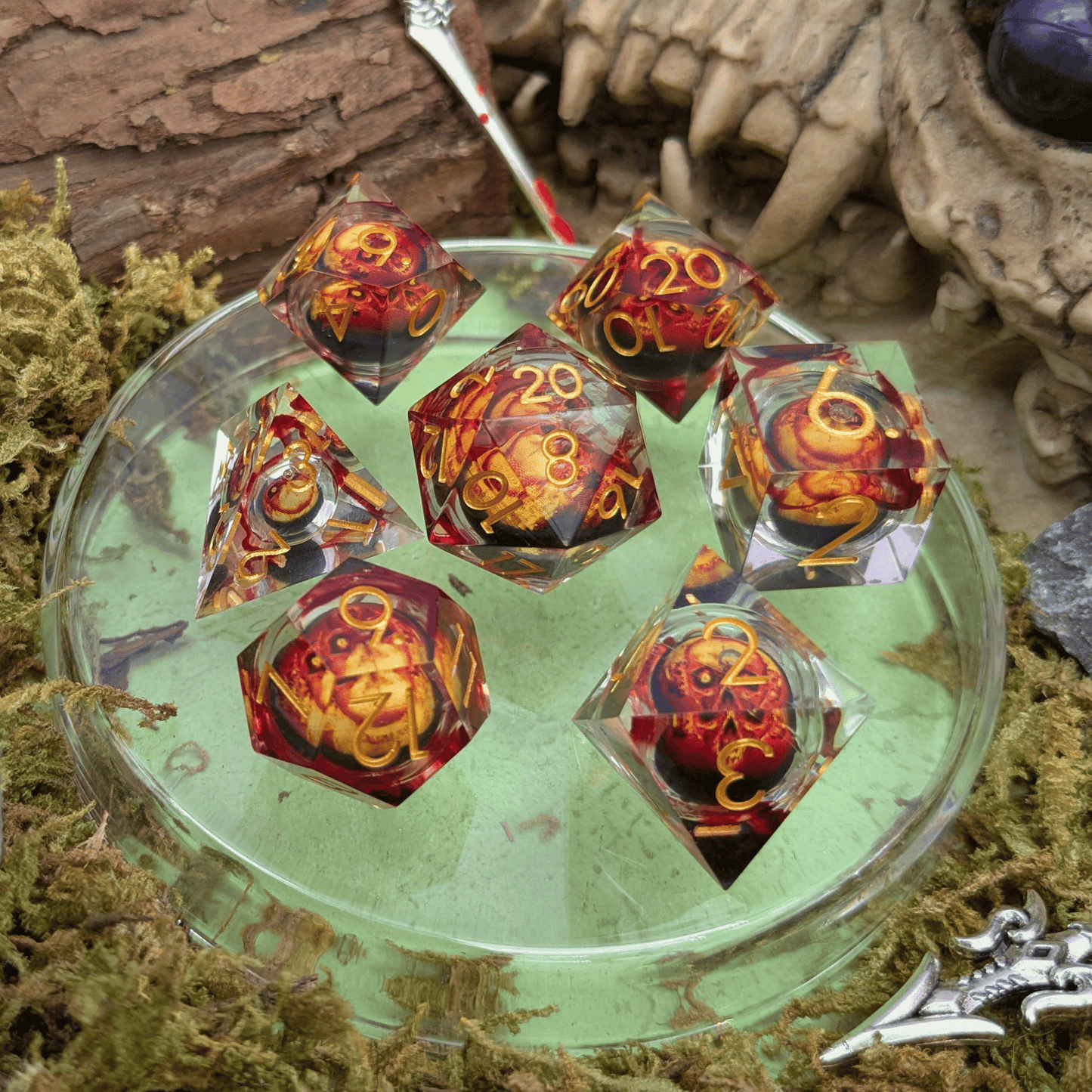 Skull Flame Liquid Core Dice Set