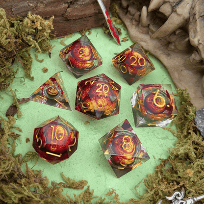 Skull Flame Liquid Core Dice Set