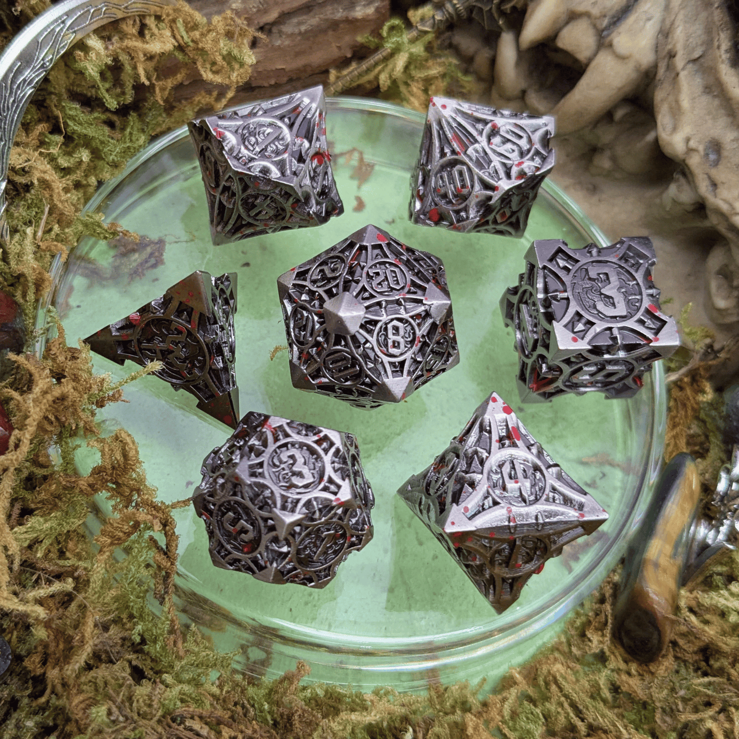 Point Splatter Metal Core Dice Set