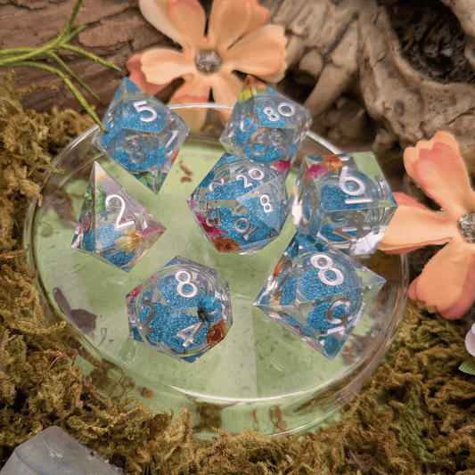 Print Flower Liquid Core Dice Set