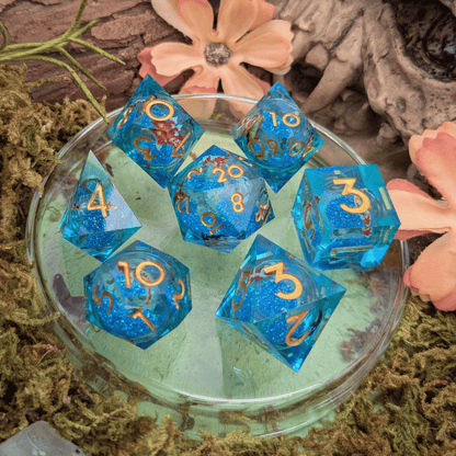 Print Koi Fish Gold Liquid Core Dice Set