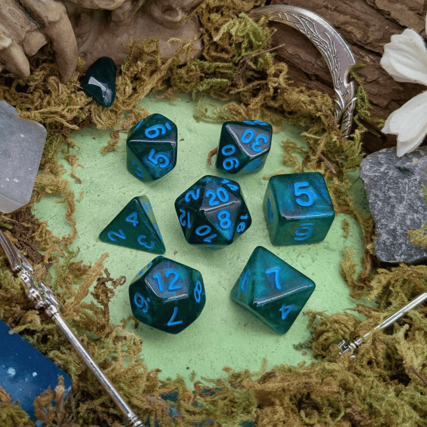 Moss Shimmer Dice Set