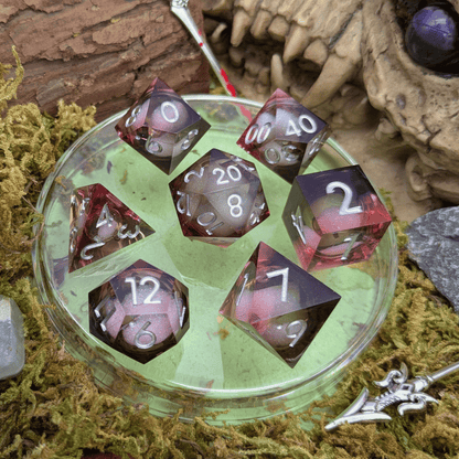 Shimmer Red and Black Liquid Core Dice Set