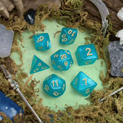 Turquoise Shimmer Dice Set