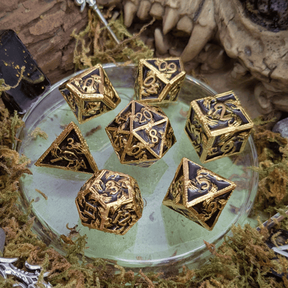 Skeleton Black and Gold Metal Core Dice Set