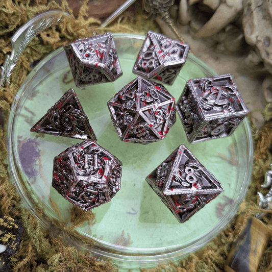 Skeleton Splatter Metal Core Dice Set