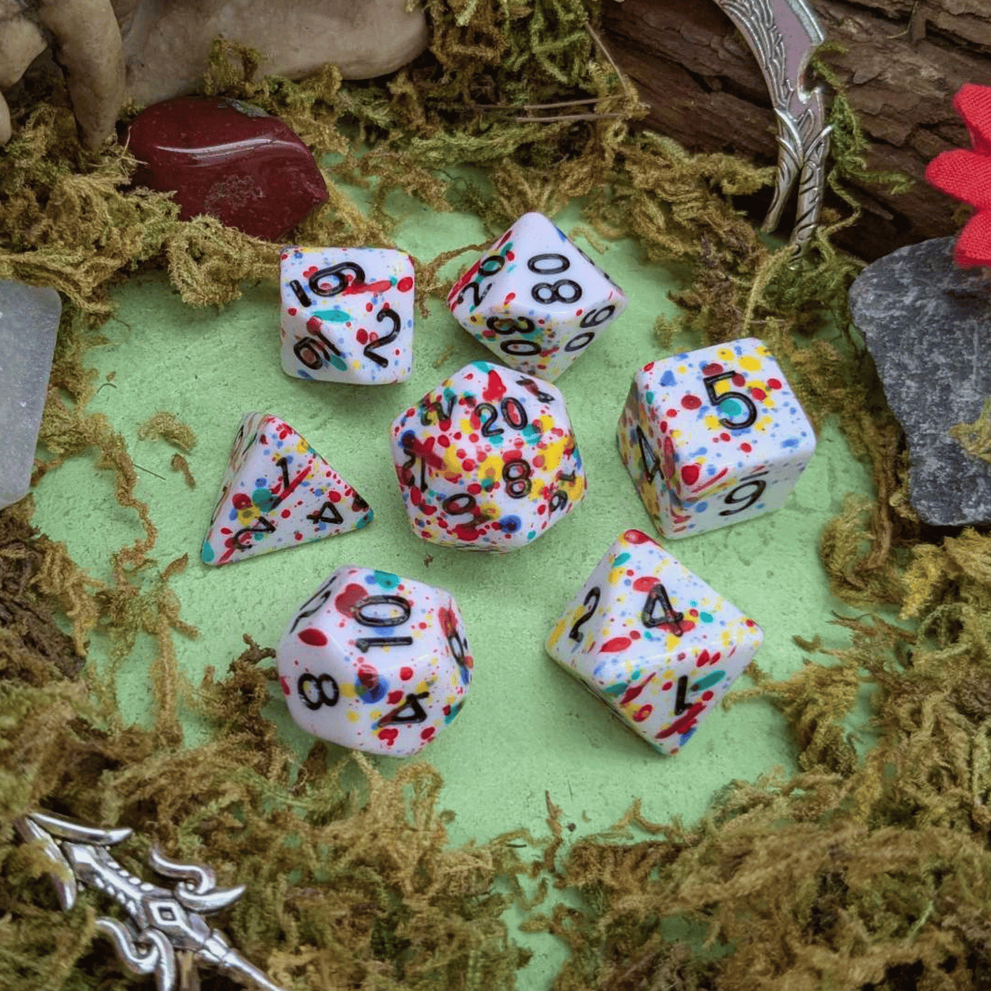 Multi-Coloured Splatter Dice Set