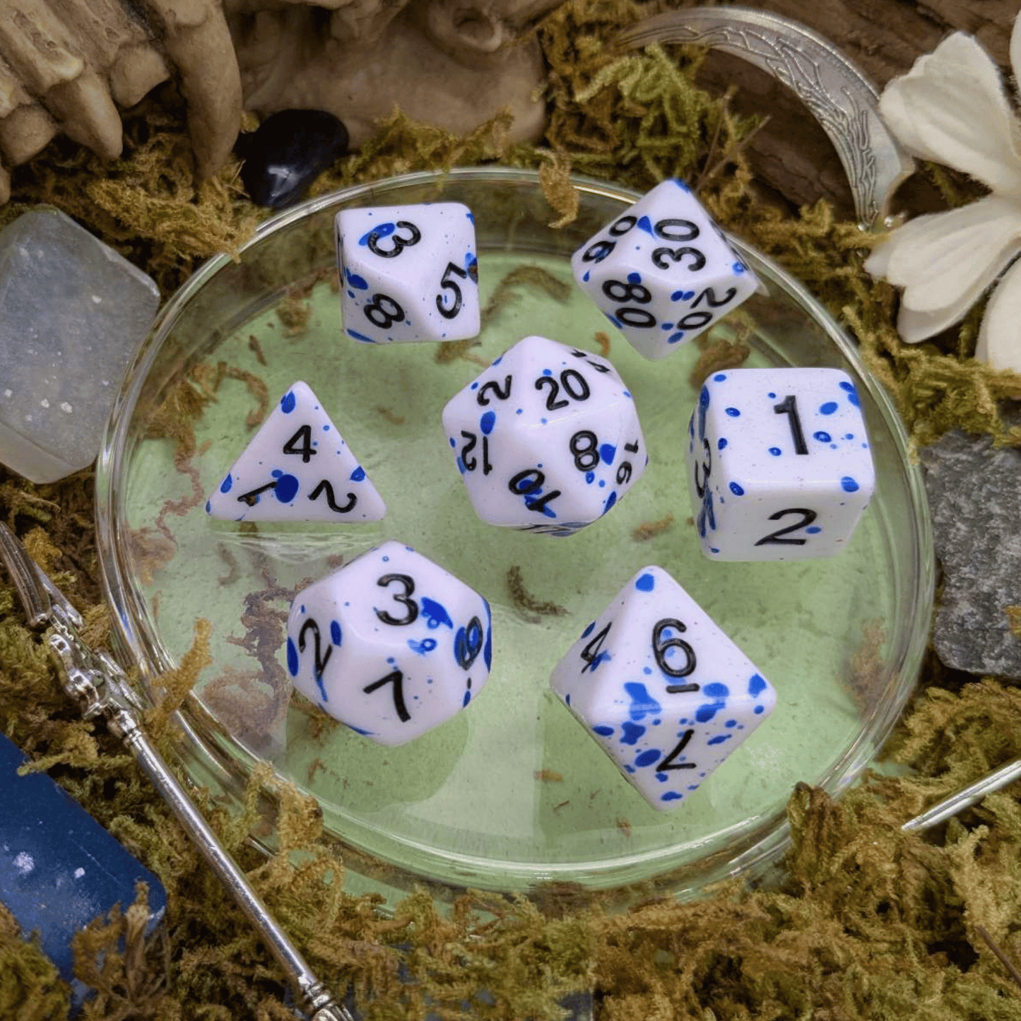 Blue Splatter Dice Set