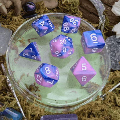 Tie Dye Pink and Blue Dice Set